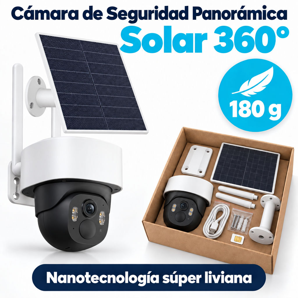 Cámara de Seguridad Solar 4G para Exterior | Visión 360° y Nocturna